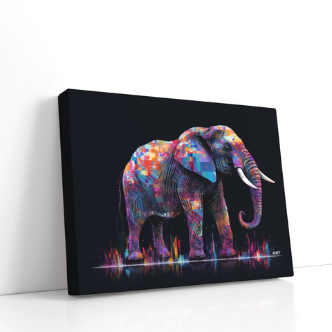 Abstract Elephant Glitch Art Canvas Print