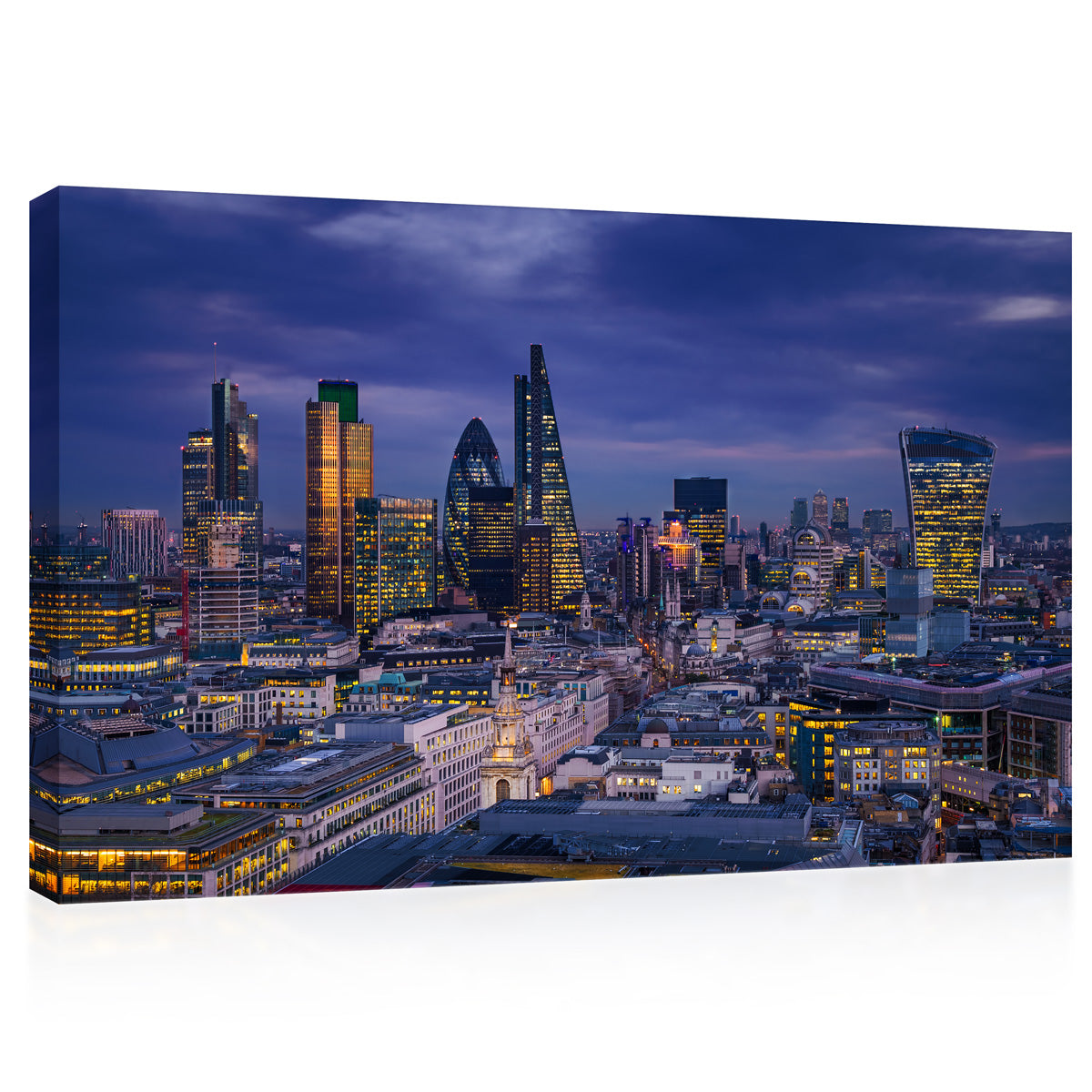 Lærredsprint - Panoramic Skyline View of Bank District London #E0275