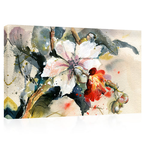 Canvas Print -  Bright Orchid In Bloom, Watercolor Painting #E0849