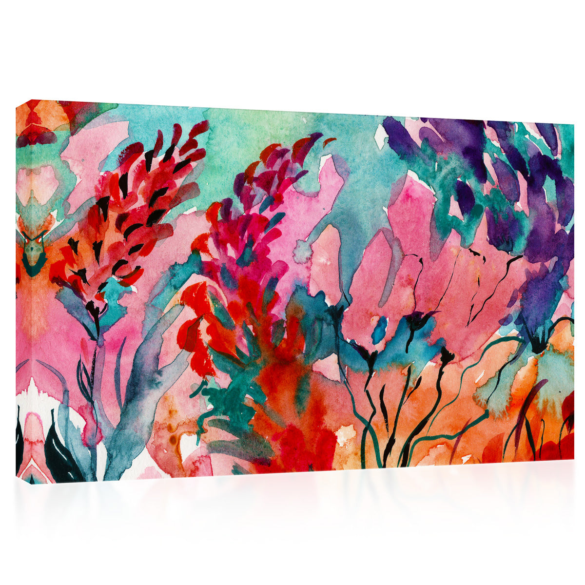 Impression sur toile - Fleurs sauvages, Peinture à l'aquarelle #E0864