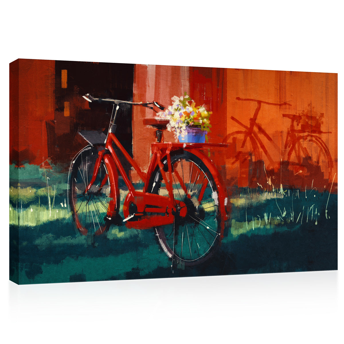 Canvas Print -  Bicycle With Bucket Of Flowers #E0874