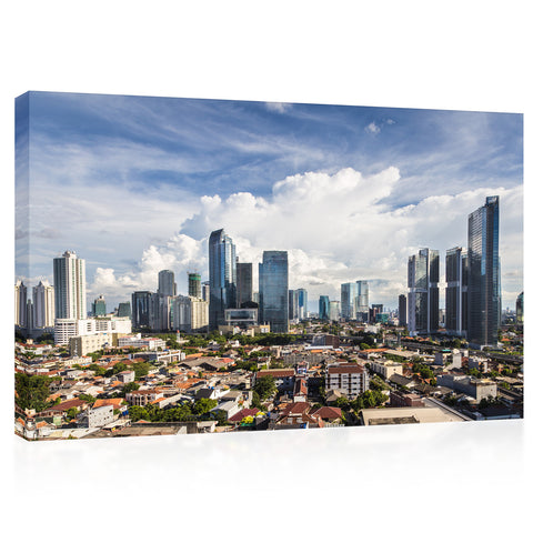 Impression sur toile - Vue aérienne de Jakarta, Indonésie #E0460