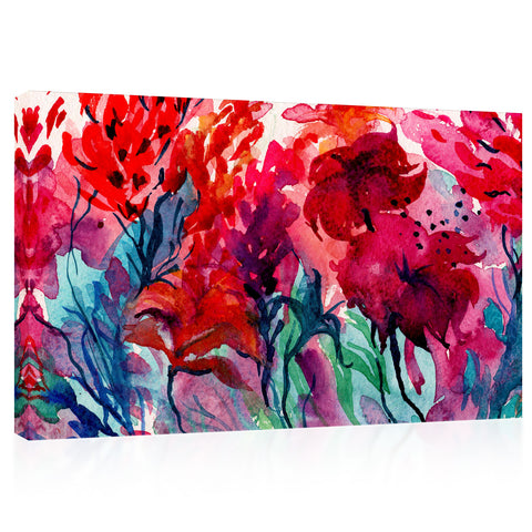 Impression sur toile - Fleurs colorées, Peinture à l'aquarelle #E0863