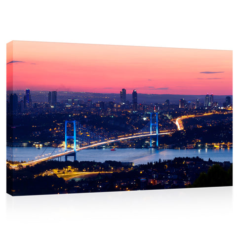 Tableau sur toile - Pont du Bosphore d'Istanbul au coucher du soleil #E0286