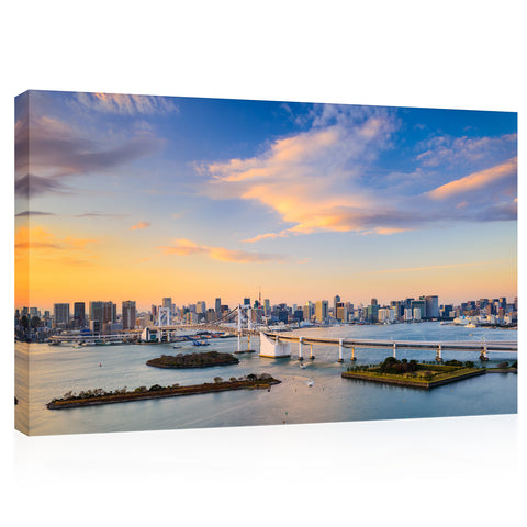 Impression sur toile - Skyline de la baie de Tokyo, Japon #E0491