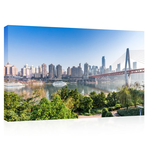 Impression sur toile - Pont du fleuve Yangtze, Chongqing, Chine #E0316