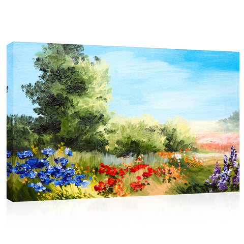 Canvas Print -  Field Of Flowers, Oil Painting #E0620