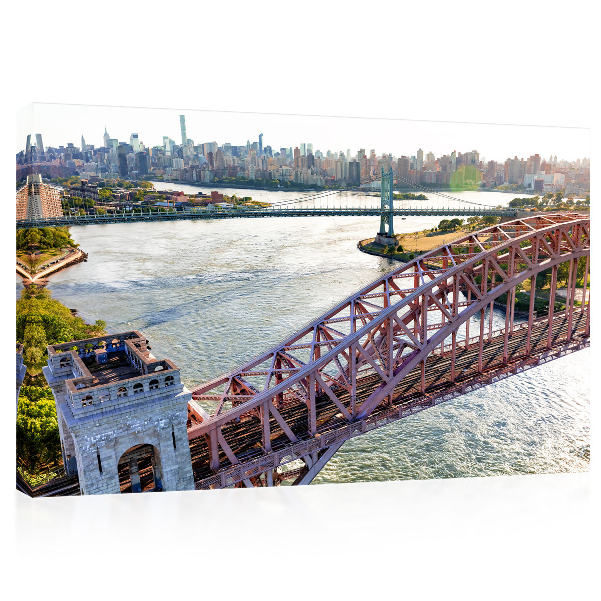 Impression sur toile - Vue aérienne du Hell Gate Bridge, New York #E0394