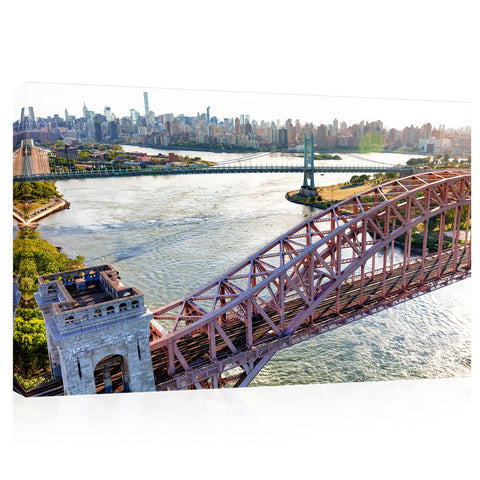 Impression sur toile - Vue aérienne du Hell Gate Bridge, New York #E0394