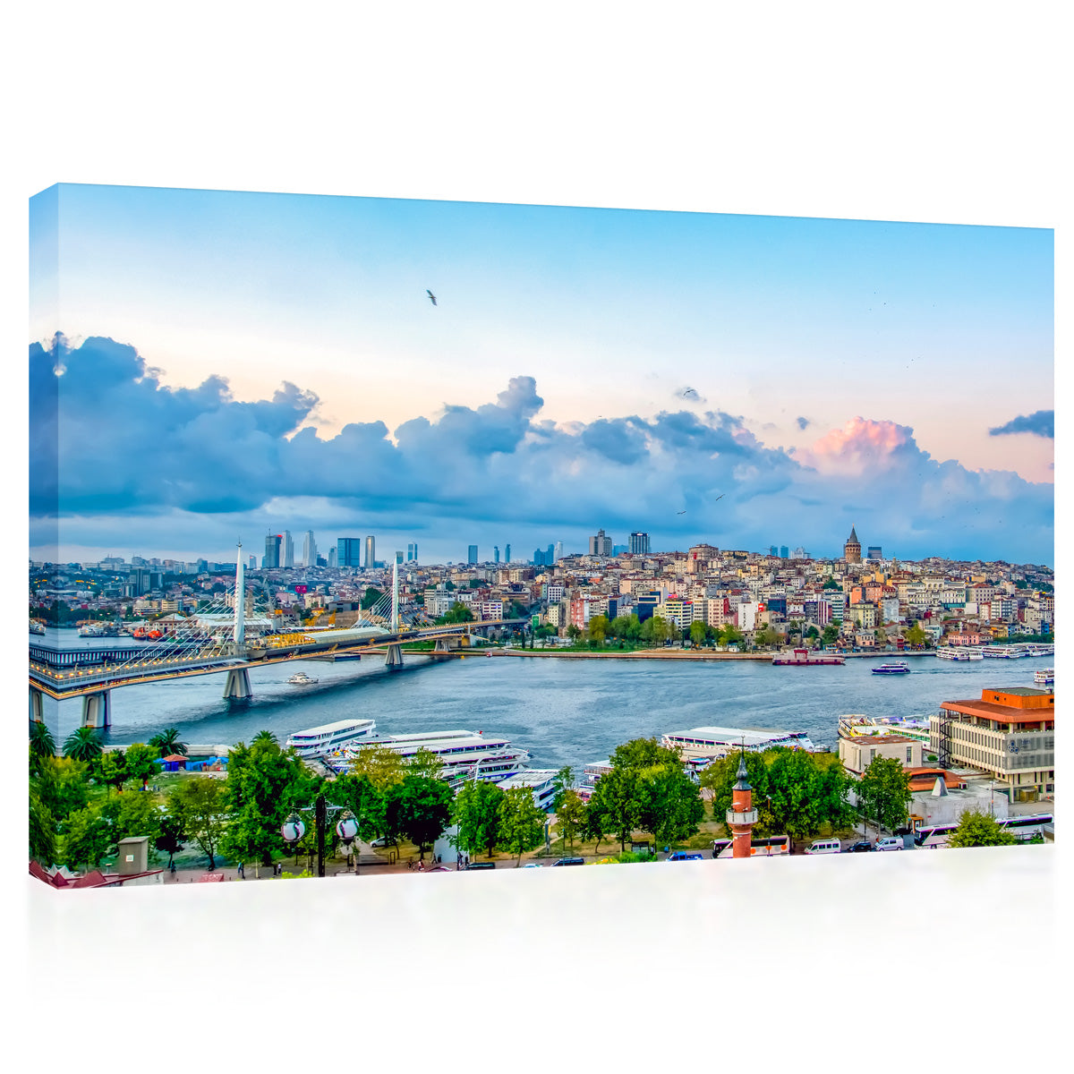 Impression sur toile - Paysage urbain d'Istanbul au coucher du soleil #E0291