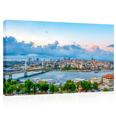 Impression sur toile - Paysage urbain d'Istanbul au coucher du soleil #E0291