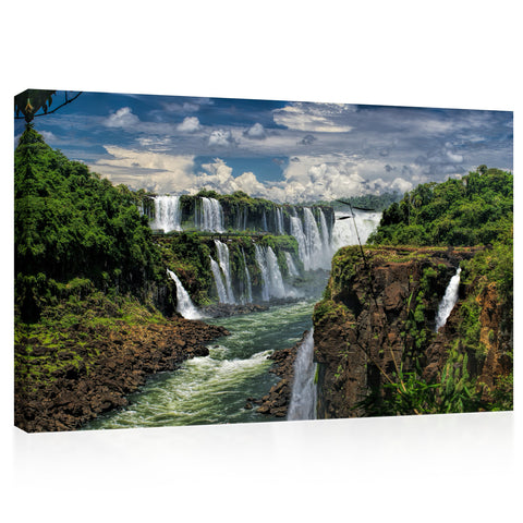 Impression sur toile - Vue spectaculaire de la cascade d'Iguazu, Amérique du Sud #E0565