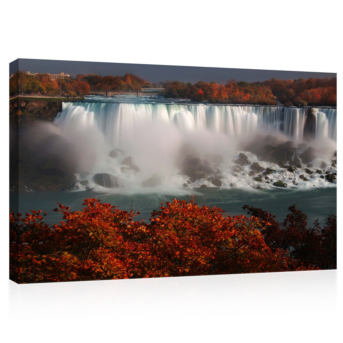 Impression sur toile - Waterall américain orné d'arbres d'automne colorés, Canada #E0574