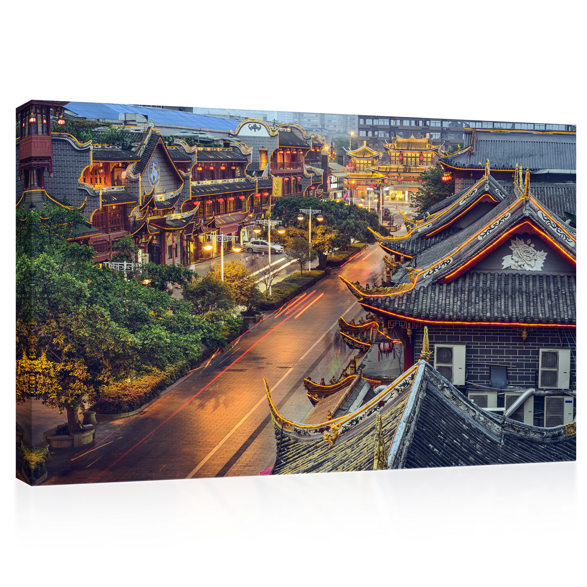 Impression sur toile - Quartier traditionnel de la route Qintai à Chengdu, Chine #E0324