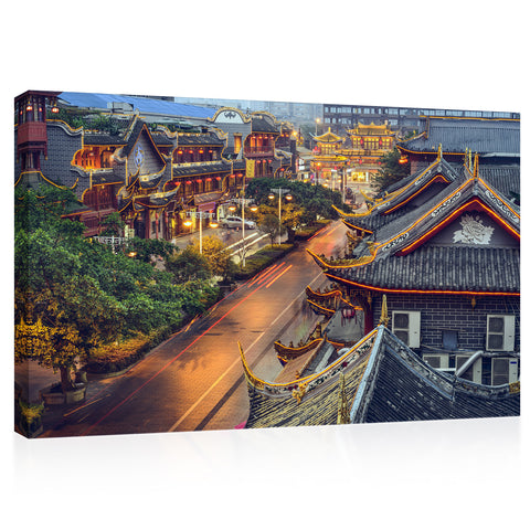 Canvas Print -  Traditional Qintai Road District At Chengdu, China #E0324