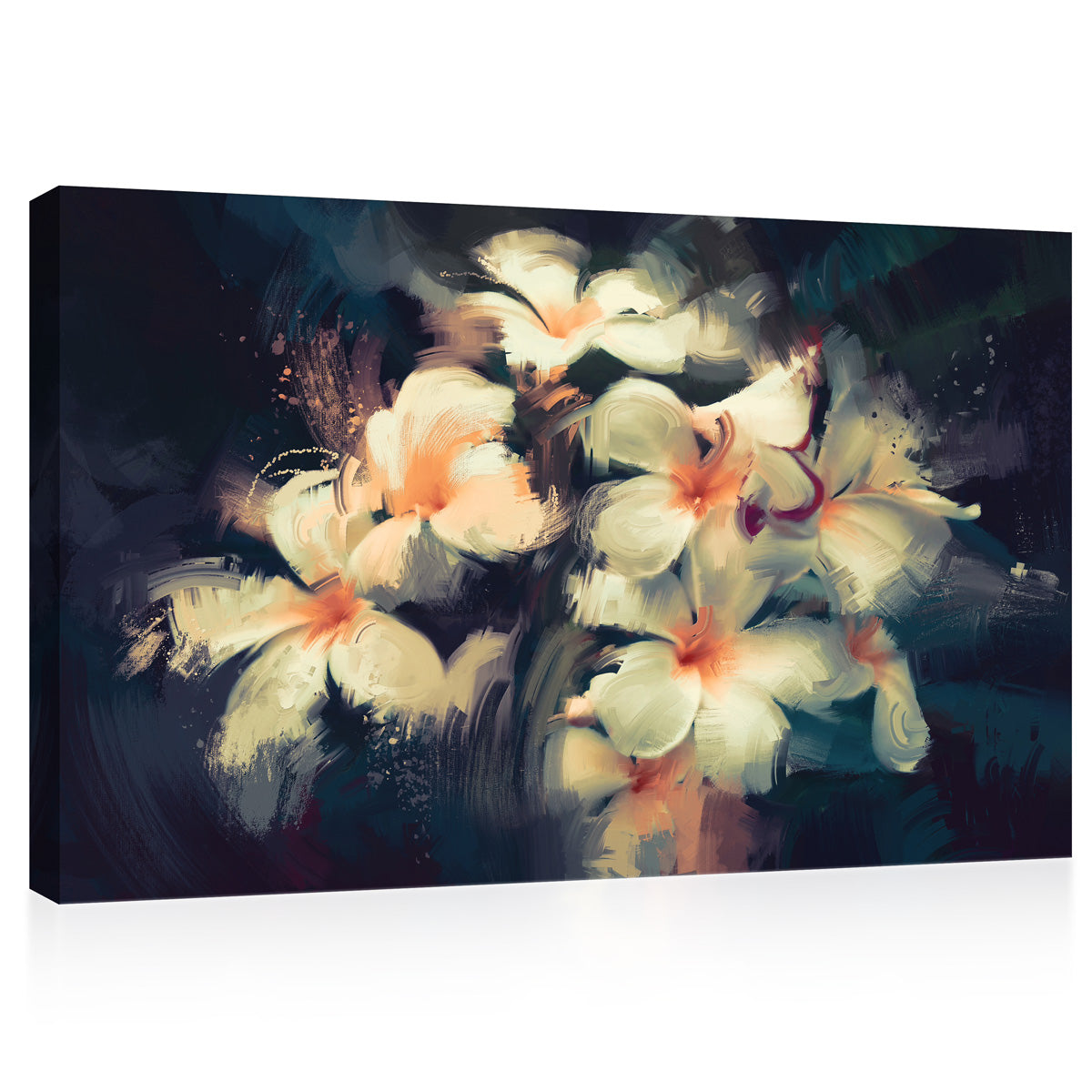 Canvas Print -  White Flowers On Dark Background #E0873