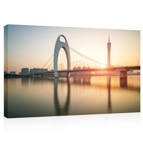 Impression sur toile - Liede Bridge At Sunrise, Guangzhou, Chine #E0440