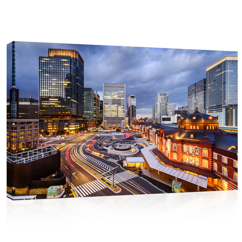 Impression sur toile - Paysage urbain de Tokyo, district de Marunouchi Japon #E0488