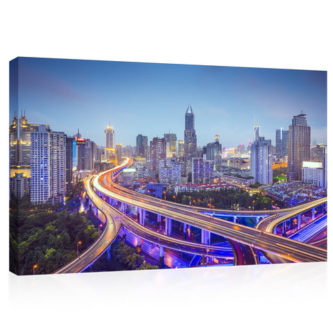 Impression sur toile - Vue aérienne de Shanghai, Chine #E0472