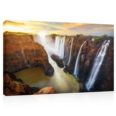 Canvas Print -  Aerial View Of Victoria Waterfall At Sunrise, Zambia #E0559