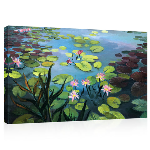 Canvas Print -  Beautiful Lotuses, Oil Painting #E0859