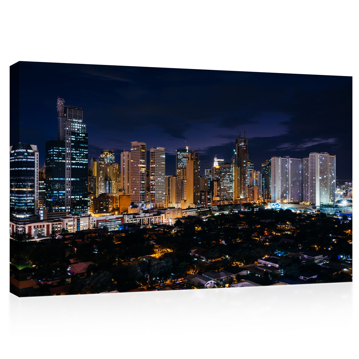 Impression sur toile - Vue de l'horizon de Makati la nuit, Metro Manila, Philippines #E0417