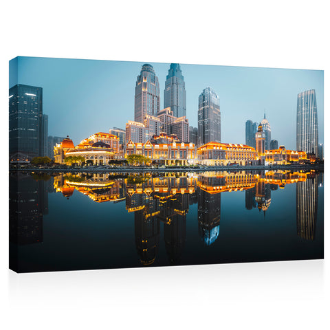 Canvas Print - Night Tianjin Cityscape #E0294