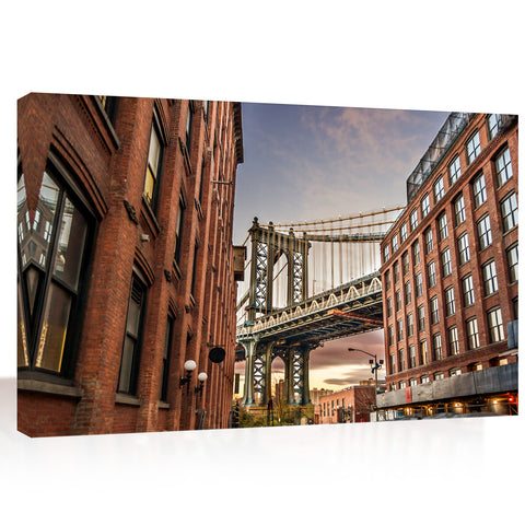 Canvas Print -  Manhattan Bridge At Sunset, New York #E0404