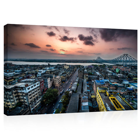 Impression sur toile - Paysage urbain de Calcutta #E0292