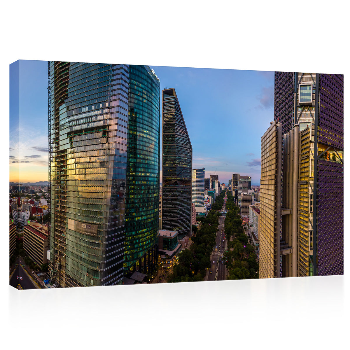 Impression sur toile - Paysage urbain du Mexique au coucher du soleil #E0375