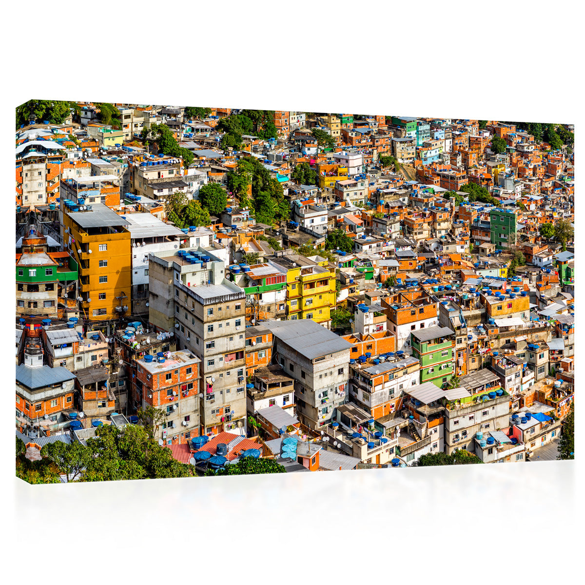 Lærredsprint - Luftfoto af Rocinha Favela, Rio de Janeiro #E0248