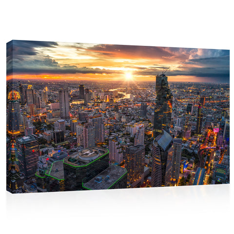 Canvas Print -  Bangkok City Downtown With Sunset Sky #E0308