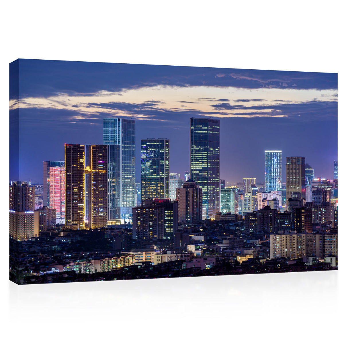 Impression sur toile - Skyline de Chengdu la nuit, Chine #E0331