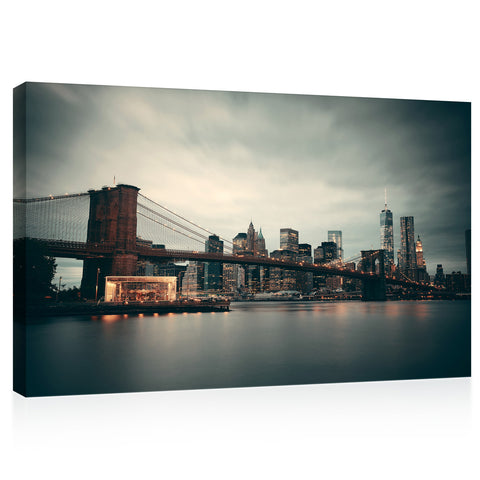 Canvas Print -  Brooklyn Bridge At Night, Manhattan, New York #E0396