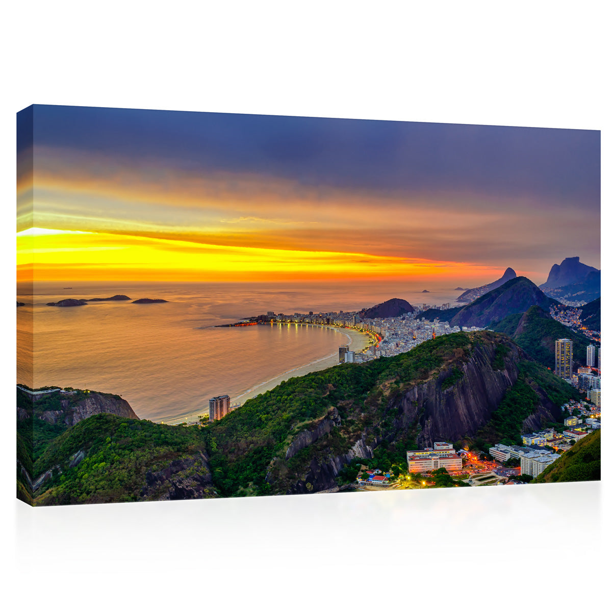 Canvas Print -  Sunset View Of Copacabana And Botafogo In Rio de Janeiro #E0254