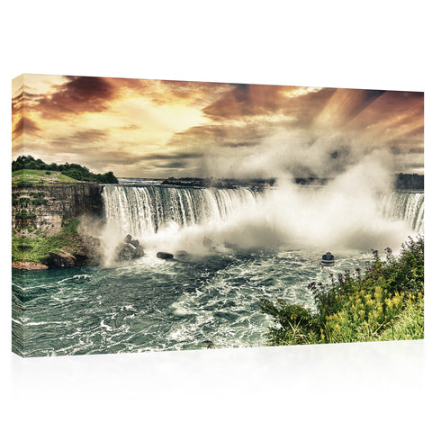 Impression sur toile - Cascade du Niagara au coucher du soleil, Canada #E0573