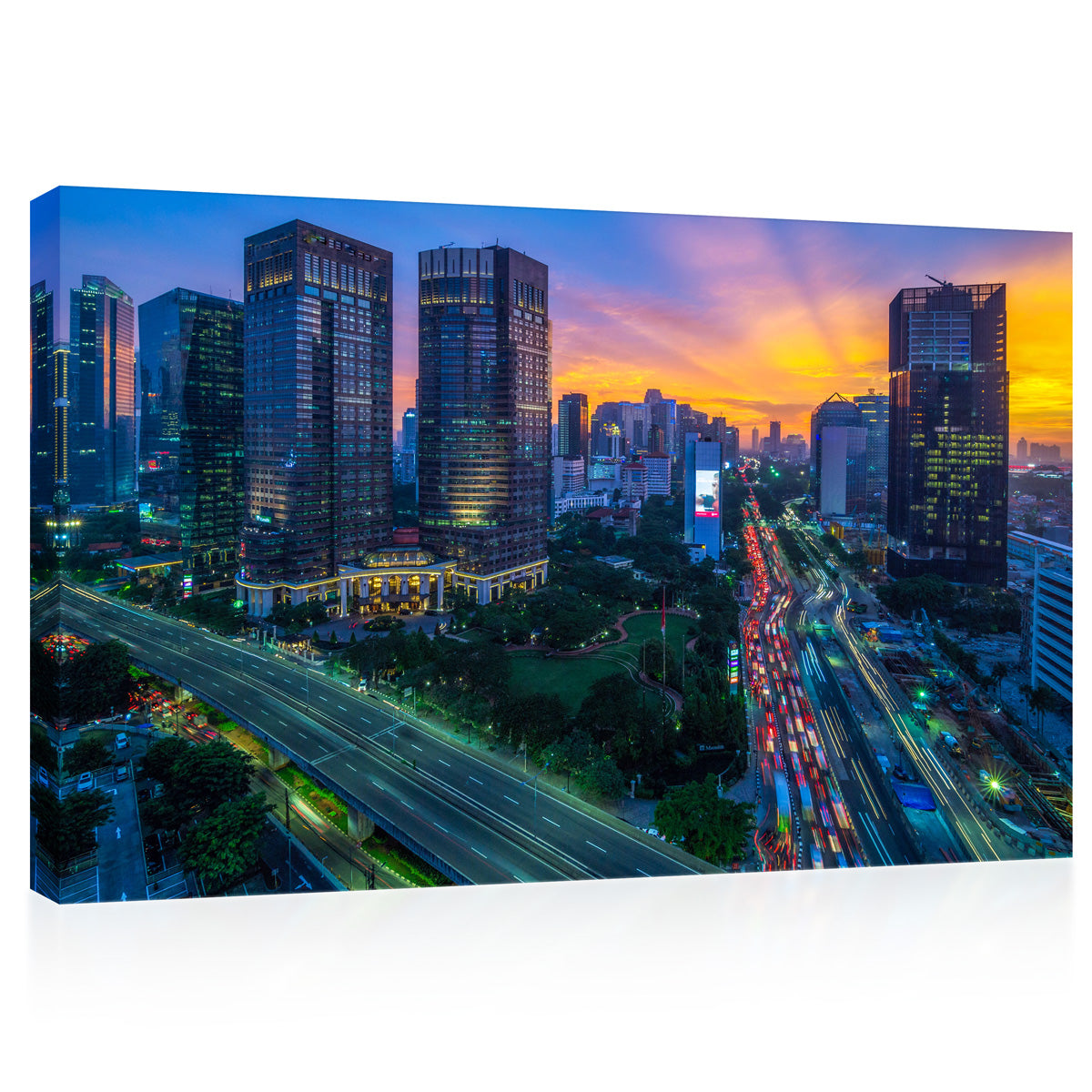 Canvas Print -  Jakarta Cityscape At Sunset, Indonesia #E0461