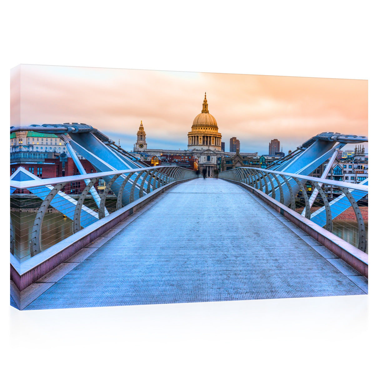 Leinwanddruck - St. Pauls Cathedral und Millennium Bridge, London #E0274