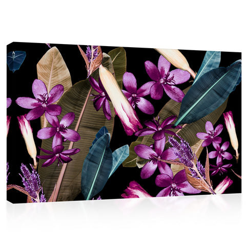 Impression sur toile - Fleurs et feuilles tropicales #E0676