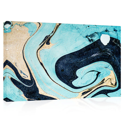 キャンバスプリント-Suminagashi Blue＆Beige Marble Art＃E0113