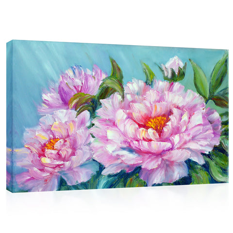 Impression sur toile - pivoines, peinture à l'huile #E0786