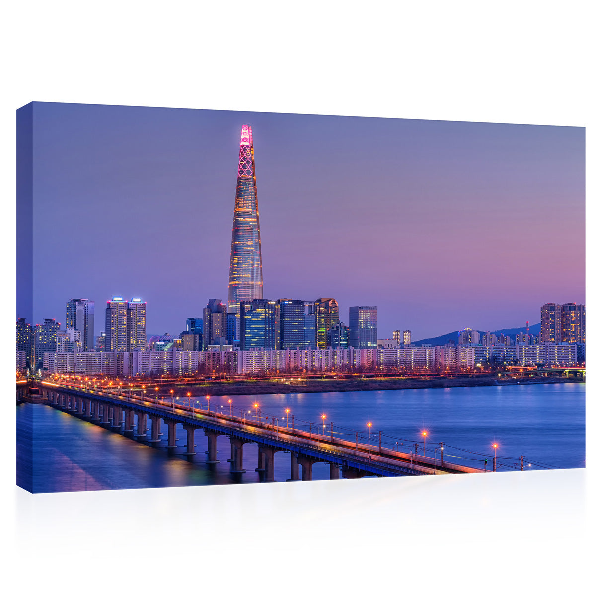 Canvas Print -  Han River And Lotte Tower Nightscape, Seoul, South Korea #E0449