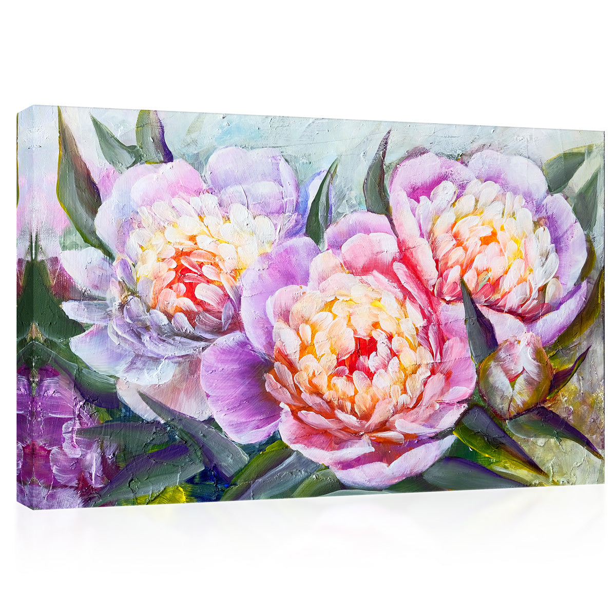 Impression sur toile - Belles pivoines, peinture à l'huile #E0795