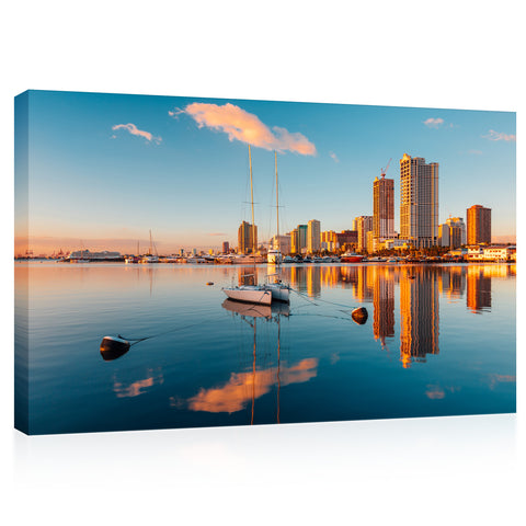 Impression sur toile - Skyline de la baie de Manille, Philippines #E0426