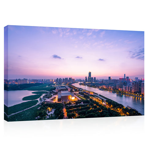 Canvas Print -  Aerial View Of Wuhan City At Night #E0351