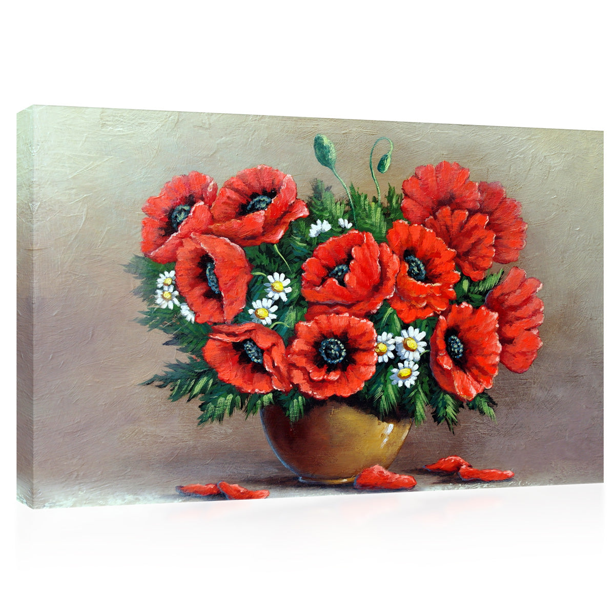 Canvas Print -  Bouquet Of Poppies In Vase #E0842