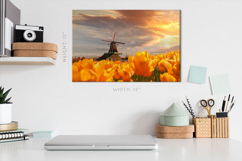 Canvas Print -  Yellow Tulips At Sunset #E0752