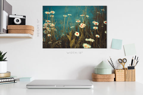 Canvas Print -  Daises Field Near Lake #E0856