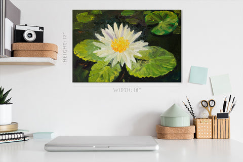 Impression sur toile - Lotus blanc, peinture à l'huile #E0860