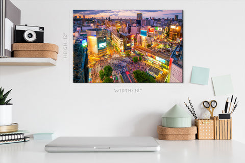 Impression sur toile - Tokyo Skyline au crépuscule, Japon #E0484